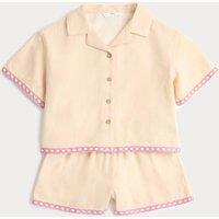 M&S 2 Piece Pure Cotton Palm Tree Outfit (2-10 Yrs) Ecru