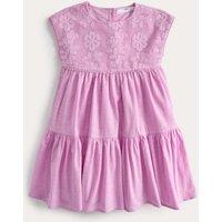 M&S Pure Cotton Floral Lace Dress (2-10 Yrs) Soft Magenta