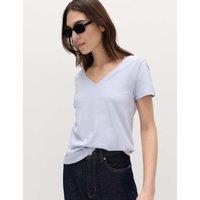 M&S Pure Cotton V-Neck T-Shirt Purple