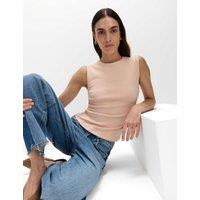 M&S Cotton Rich Premium Slim Fit Tank Top Peach