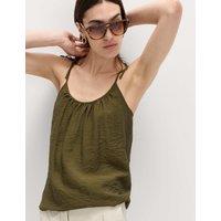 M&S Textured Tie Detail Cami Top Olive