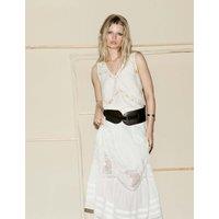 Per Una Pure Cotton Pintuck Lace Maxi A-Line Skirt Soft White