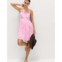 M&S Linen Rich Halter Neck Mini Dress Sugar Pink