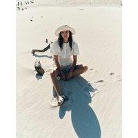 M&S Pure Cotton Puff Sleeve Drawstring Waisted Top Soft White