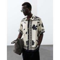 Autograph Floral Short Sleeve Shirt Black Mix