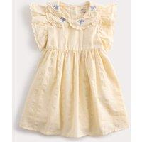 M&S Pure Cotton Embroidered Collar Dress (0-5 Yrs) White Mix