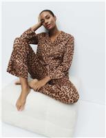 Dream Satin Animal Print Revere Pyjama Set