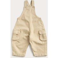 M&S Cotton Rich Twill Dungarees (0-3 Yrs) Antique Cream