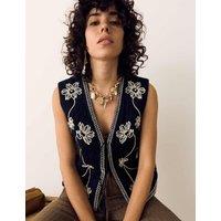 Per Una Pure Cotton Embroidered Quilted Gilet Black Mix