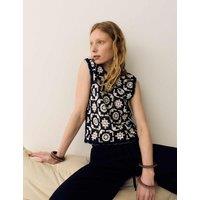 Per Una Cotton Rich Monotone Floral Crochet-Inspired Tabard Black Mix