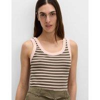 M&S Cotton Rich Ribbed Slim Fit Vest Top Peach Mix