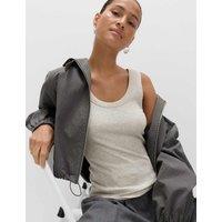 M&S Cotton Rich Ribbed Slim Fit Vest Top Grey