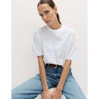M&S Pure Cotton Relaxed Boxy T-Shirt White Mix