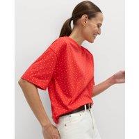 M&S Pure Cotton Striped Relaxed Boxy T-Shirt Red Mix