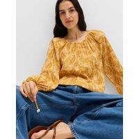 M&S Striped Plisse Tie Detail Blouse Yellow Mix