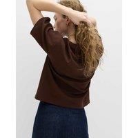 M&S Pure Cotton Heavyweight Boxy T-Shirt Dark Chocolate
