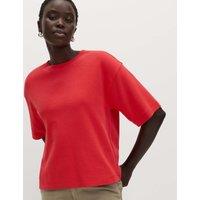 M&S Pure Cotton Heavyweight Boxy T-Shirt Bright Red
