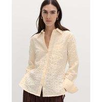 M&S Cotton Rich Textured Shirt Light Cream