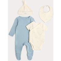 M&S 4 Piece Cotton Rich Puppy Print Starter Set (7lbs-9 Mths) Pale Aqua