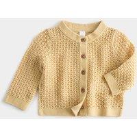 M&S Pure Cotton Matine Cardigan (7lbs -12 Mths) Pale Gold