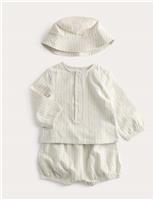 3 Piece Pure Cotton Striped Outfit (7lbs-2 Yrs)