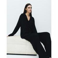 M&S Rib Pyjama Set Black