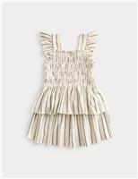 2 Piece Cotton Rich Shirred Striped Outfit (2-8 Yrs)