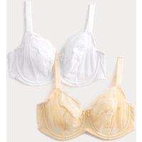 M&S 2 Pack Jasmine Lace Wired Balcony Bras (F+) Dark Cream
