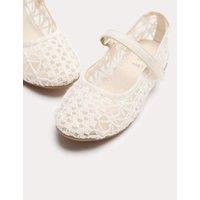 M&S Kids' Stitched Mesh Ballet Pumps (4 Small-2 Large) Cream