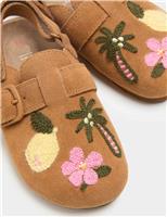 Kids Suede Embroidered Mules (4 Small - 2 Large)