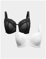 2 Pack Jasmine Lace Wired Balcony Bras (F+)