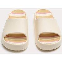M&S Kids' Striped Footbed Sliders (10 Small - 7 Large) Cream