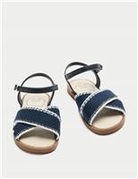 M&S Kids' Cross Strap Crochet Sandals (4 Small - 2 Large) Navy