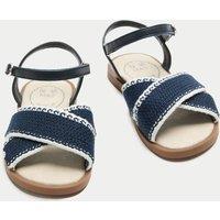 M&S Kids' Cross Strap Crochet Sandals (4 Small - 2 Large) Navy