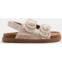 M&S Kids' Sequin Buckle Footbed Sandals (4 Small-2 Large) Cream