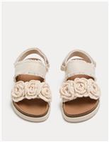 M&S Kids' Double Strap Crochet-Style Sandals (4 Small-2 Large) Cream