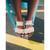 M&S Kids' Double Strap Crochet-Style Sandals (4 Small-2 Large) Cream