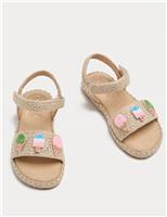 Kids Raffia Ice Cream Beaded Sandals (4 Small-2 Large)