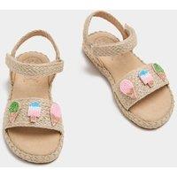 M&S Kids' Raffia Ice Cream Beaded Sandals (4 Small-2 Large) Natural