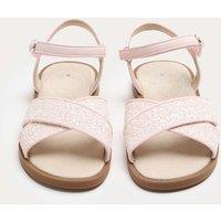 M&S Kids' Glitter Cross Strap Sandals (4 Small-2 Large) Pink