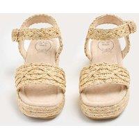 M&S Kids' Raffia Wedge Sandals (10 Small - 6 Large) Gold