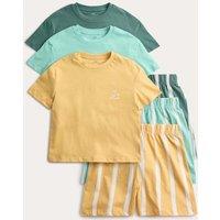 M&S 3 Pack Cotton Rich Animal Pyjama Sets (1-8 Yrs) Blue Mix