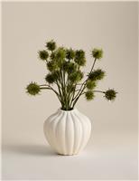 Artificial Pom Pom Arrangement in Ceramic Pot