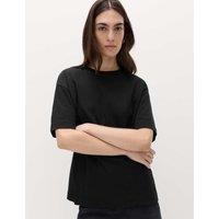 M&S Pure Cotton Crew Neck Oversized T-Shirt Black