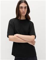M&S Pure Cotton Crew Neck Oversized T-Shirt Black