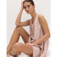 M&S Linen Rich Volume Playsuit Brown Mix