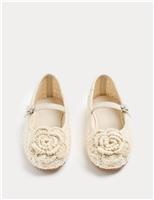 Kids Corsage Flower Ballet Shoes (4 Small-2 Large)