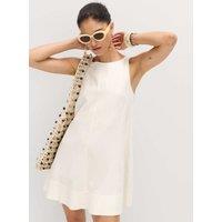 M&S Linen Rich Scoop Neck Mini Swing Dress Ivory
