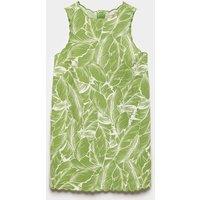 M&S Linen Rich Printed Scallop Mini Shift Dress Green Mix