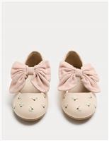 Kids Embroidered Bow Ballet Shoes (4 Small - 2 Large)